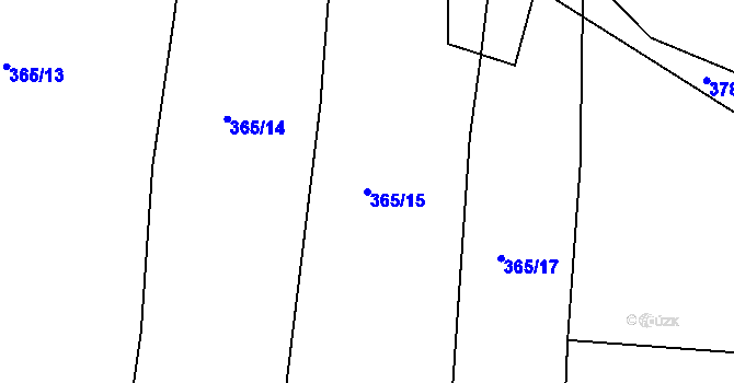 Parcela st. 365/15 v KÚ Nadryby, Katastrální mapa