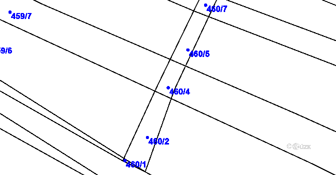 Parcela st. 460/4 v KÚ Nadryby, Katastrální mapa