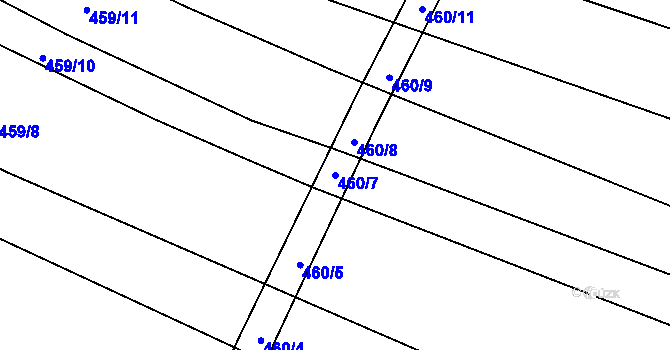 Parcela st. 460/7 v KÚ Nadryby, Katastrální mapa