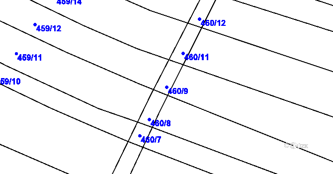 Parcela st. 460/9 v KÚ Nadryby, Katastrální mapa