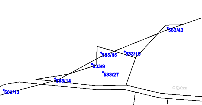 Parcela st. 503/15 v KÚ Nadryby, Katastrální mapa