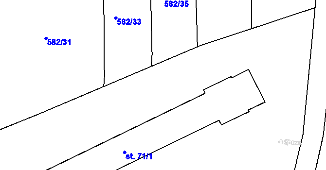 Parcela st. 582/45 v KÚ Nadryby, Katastrální mapa