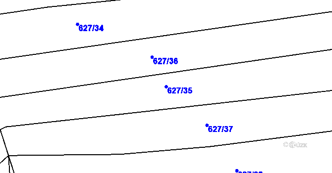 Parcela st. 627/35 v KÚ Nadryby, Katastrální mapa