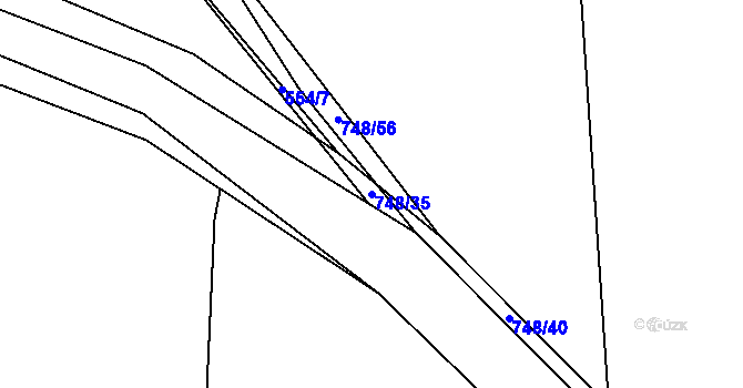 Parcela st. 748/35 v KÚ Nadryby, Katastrální mapa