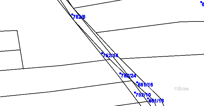 Parcela st. 752/14 v KÚ Nadryby, Katastrální mapa