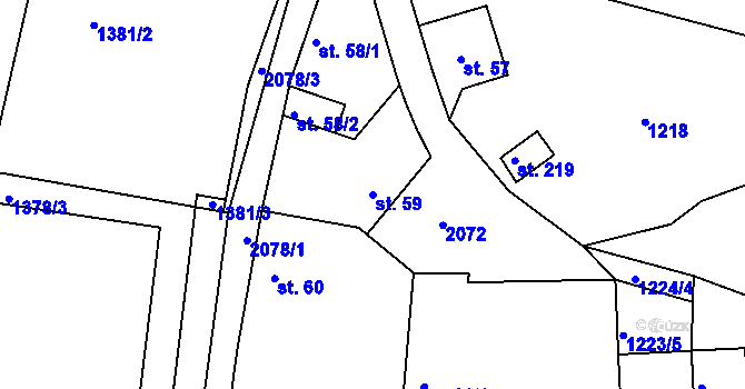 Parcela st. 59 v KÚ Nahoruby, Katastrální mapa