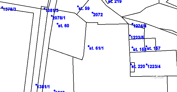 Parcela st. 61/1 v KÚ Nahoruby, Katastrální mapa