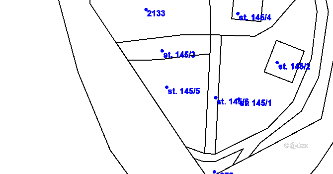 Parcela st. 145/5 v KÚ Nahoruby, Katastrální mapa