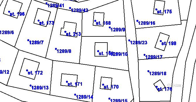 Parcela st. 169 v KÚ Nahoruby, Katastrální mapa