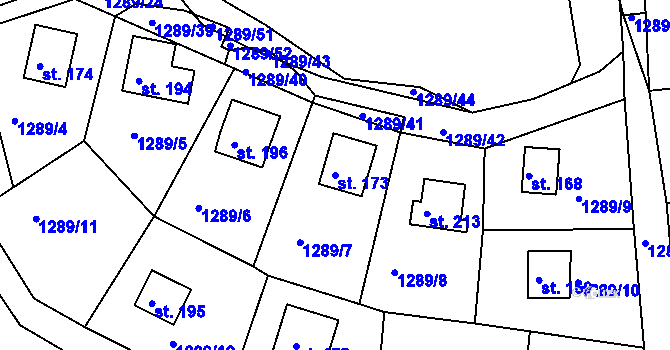 Parcela st. 173 v KÚ Nahoruby, Katastrální mapa
