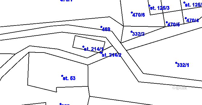 Parcela st. 214/2 v KÚ Nahoruby, Katastrální mapa