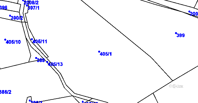 Parcela st. 405/1 v KÚ Nahoruby, Katastrální mapa