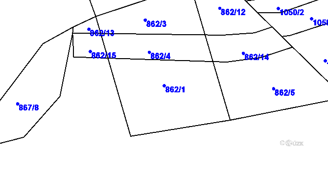 Parcela st. 862/1 v KÚ Nahoruby, Katastrální mapa