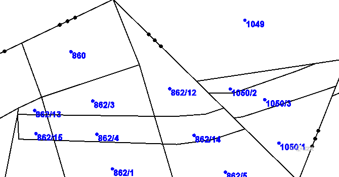 Parcela st. 862/12 v KÚ Nahoruby, Katastrální mapa