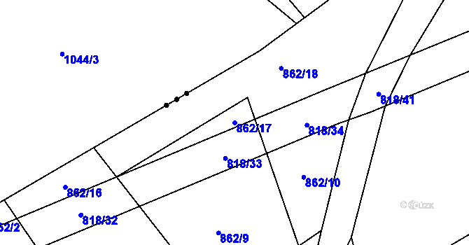 Parcela st. 862/17 v KÚ Nahoruby, Katastrální mapa