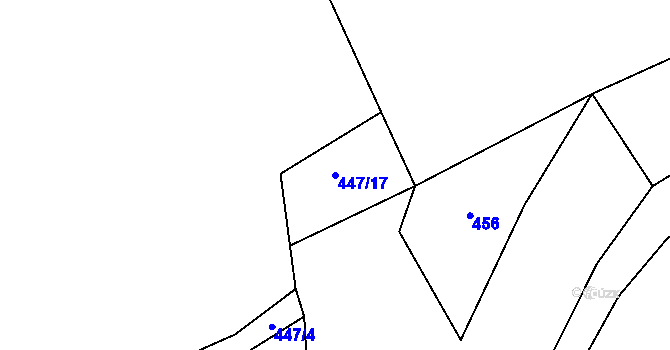 Parcela st. 447/17 v KÚ Nahoruby, Katastrální mapa
