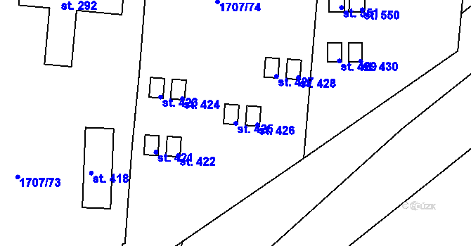 Parcela st. 425 v KÚ Živohošť, Katastrální mapa
