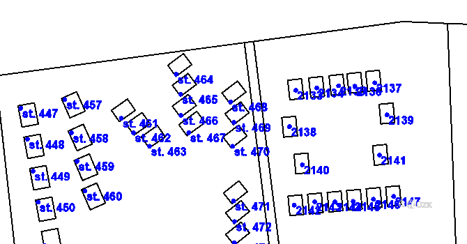 Parcela st. 469 v KÚ Živohošť, Katastrální mapa
