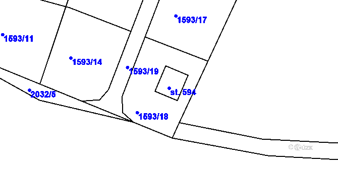 Parcela st. 594 v KÚ Živohošť, Katastrální mapa