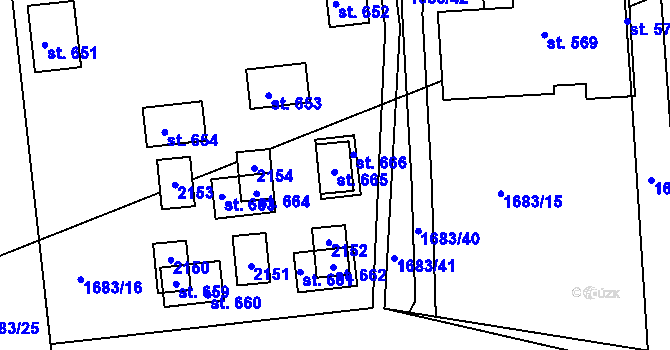 Parcela st. 2149 v KÚ Živohošť, Katastrální mapa