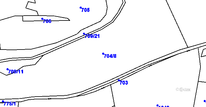 Parcela st. 704/8 v KÚ Krušlov, Katastrální mapa