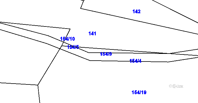 Parcela st. 154/9 v KÚ Krušlov, Katastrální mapa