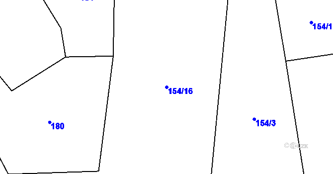 Parcela st. 154/16 v KÚ Krušlov, Katastrální mapa