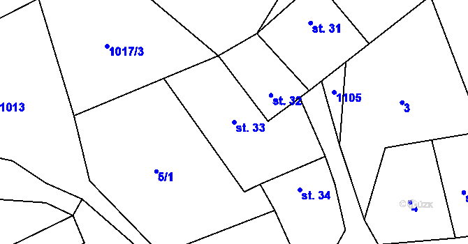 Parcela st. 33 v KÚ Nahořany u Čkyně, Katastrální mapa