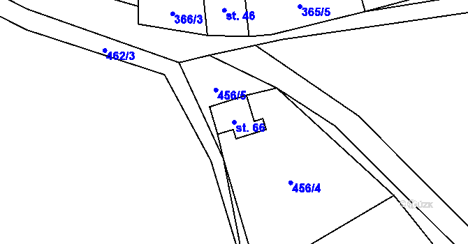Parcela st. 66 v KÚ Nahořany u Čkyně, Katastrální mapa
