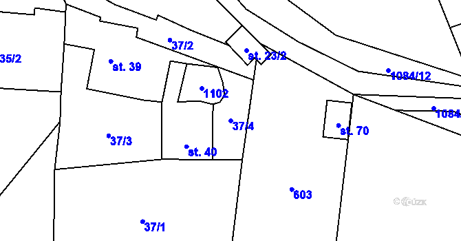 Parcela st. 37/4 v KÚ Nahořany u Čkyně, Katastrální mapa