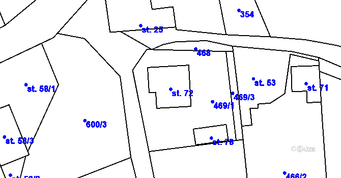 Parcela st. 72 v KÚ Nahořany u Čkyně, Katastrální mapa