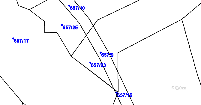 Parcela st. 657/9 v KÚ Nahořany u Čkyně, Katastrální mapa
