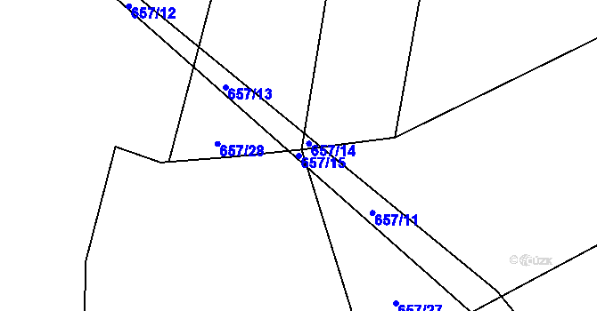 Parcela st. 657/15 v KÚ Nahořany u Čkyně, Katastrální mapa