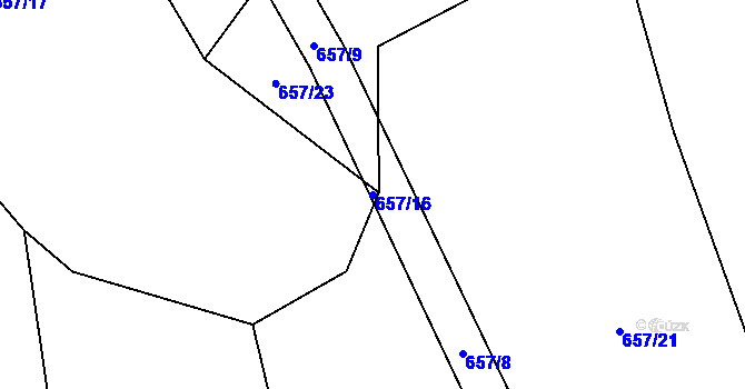Parcela st. 657/16 v KÚ Nahořany u Čkyně, Katastrální mapa