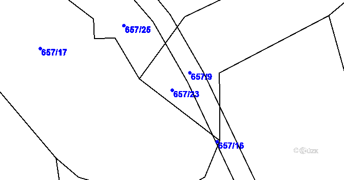Parcela st. 657/23 v KÚ Nahořany u Čkyně, Katastrální mapa