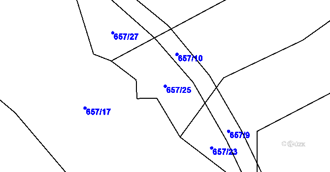 Parcela st. 657/25 v KÚ Nahořany u Čkyně, Katastrální mapa