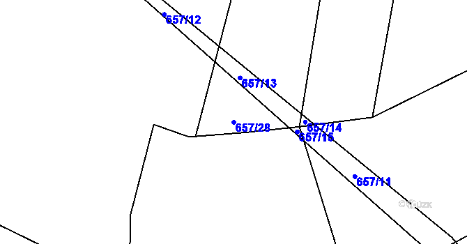 Parcela st. 657/28 v KÚ Nahořany u Čkyně, Katastrální mapa