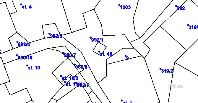 Parcela st. 48 v KÚ Vacovice, Katastrální mapa