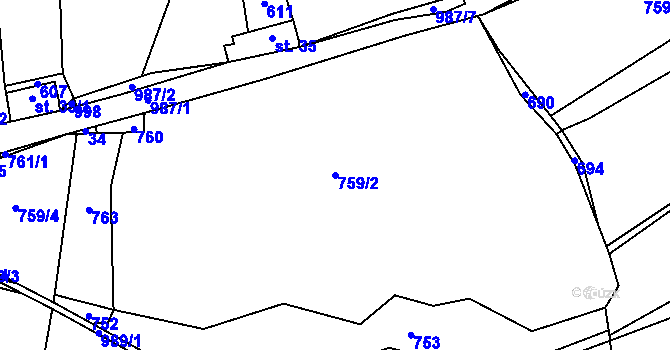 Parcela st. 759/2 v KÚ Vacovice, Katastrální mapa