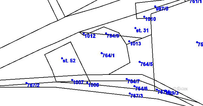 Parcela st. 764/1 v KÚ Vacovice, Katastrální mapa