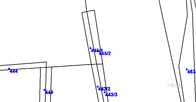 Parcela st. 445/2 v KÚ Vacovice, Katastrální mapa