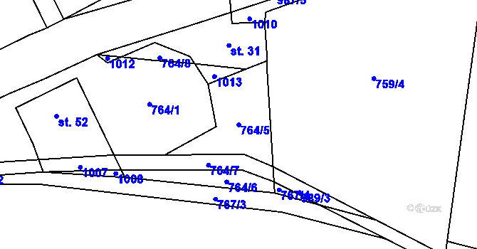 Parcela st. 764/5 v KÚ Vacovice, Katastrální mapa
