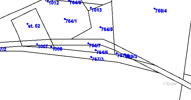 Parcela st. 764/6 v KÚ Vacovice, Katastrální mapa