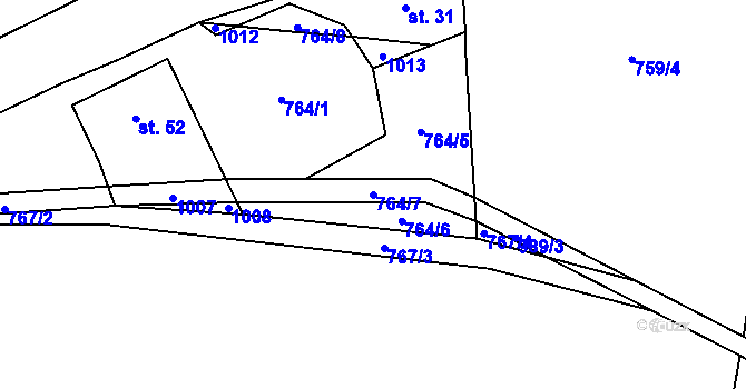 Parcela st. 764/7 v KÚ Vacovice, Katastrální mapa
