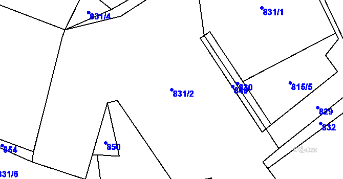 Parcela st. 831/2 v KÚ Vacovice, Katastrální mapa