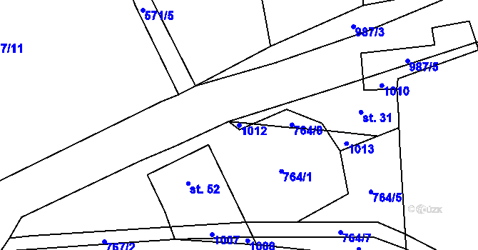 Parcela st. 1012 v KÚ Vacovice, Katastrální mapa