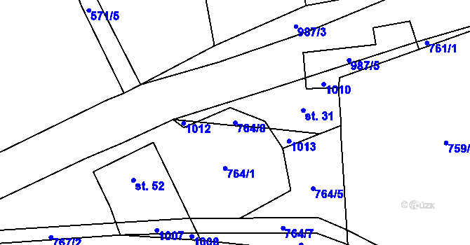 Parcela st. 764/8 v KÚ Vacovice, Katastrální mapa