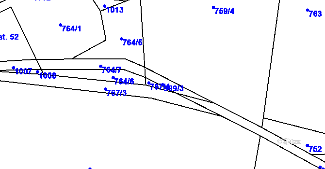 Parcela st. 989/3 v KÚ Vacovice, Katastrální mapa