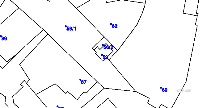 Parcela st. 59 v KÚ Lhota u Nahořan, Katastrální mapa