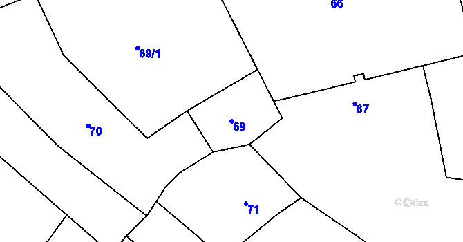 Parcela st. 69 v KÚ Lhota u Nahořan, Katastrální mapa